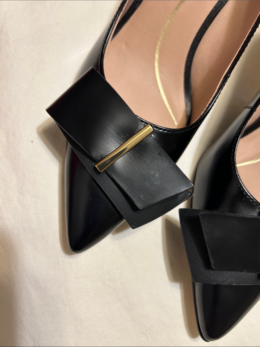 Cole Haan Black Pointed-Toe Pumps with Bow Accent - Picture 2 of 11